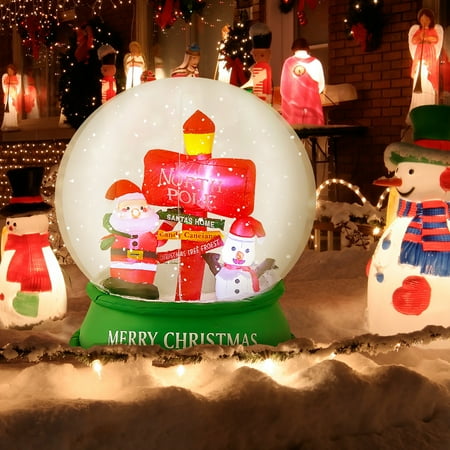 Gymax 4Ft Christmas Inflatable Snow Globe Blow Up Yard Decoration W/ Leds &Amp; Air Blower