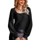 thumbnail image 3 of Women Blouse, U Neck Pullover Fashionable Knitted Hollow Women Shirt  For Winter Outfit ANGGREK Negro M, 3 of 4