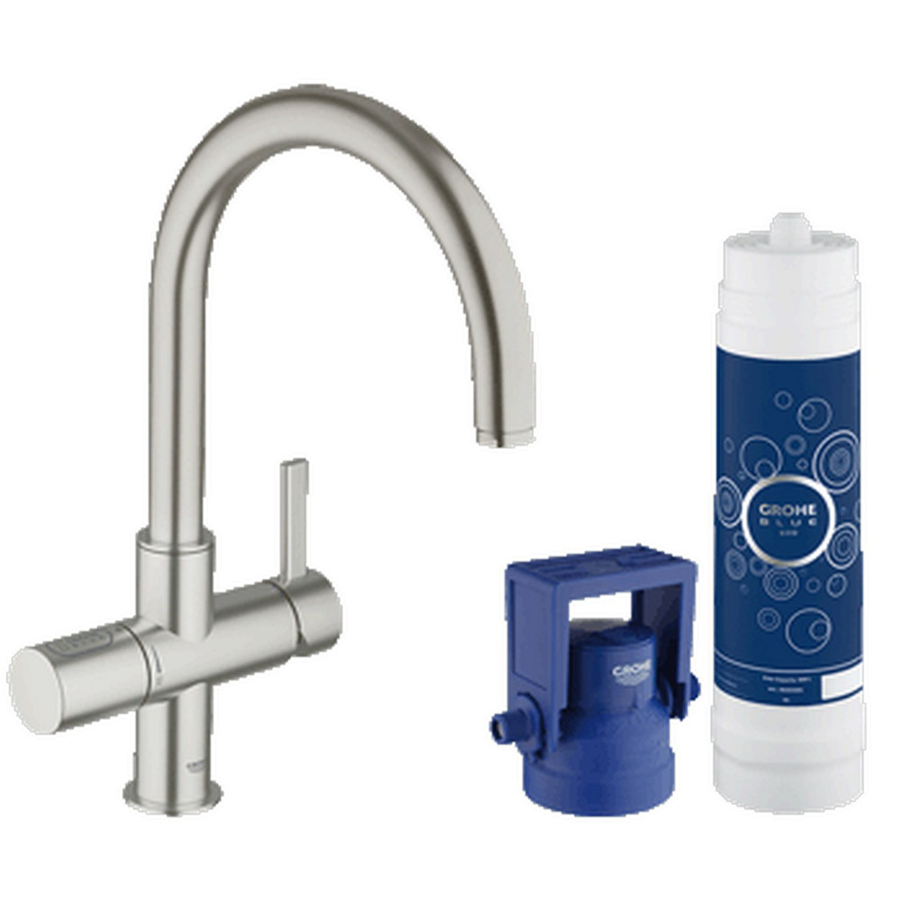 Grohe 31312DC1 Single Hole Kitchen Faucet and Filter Set