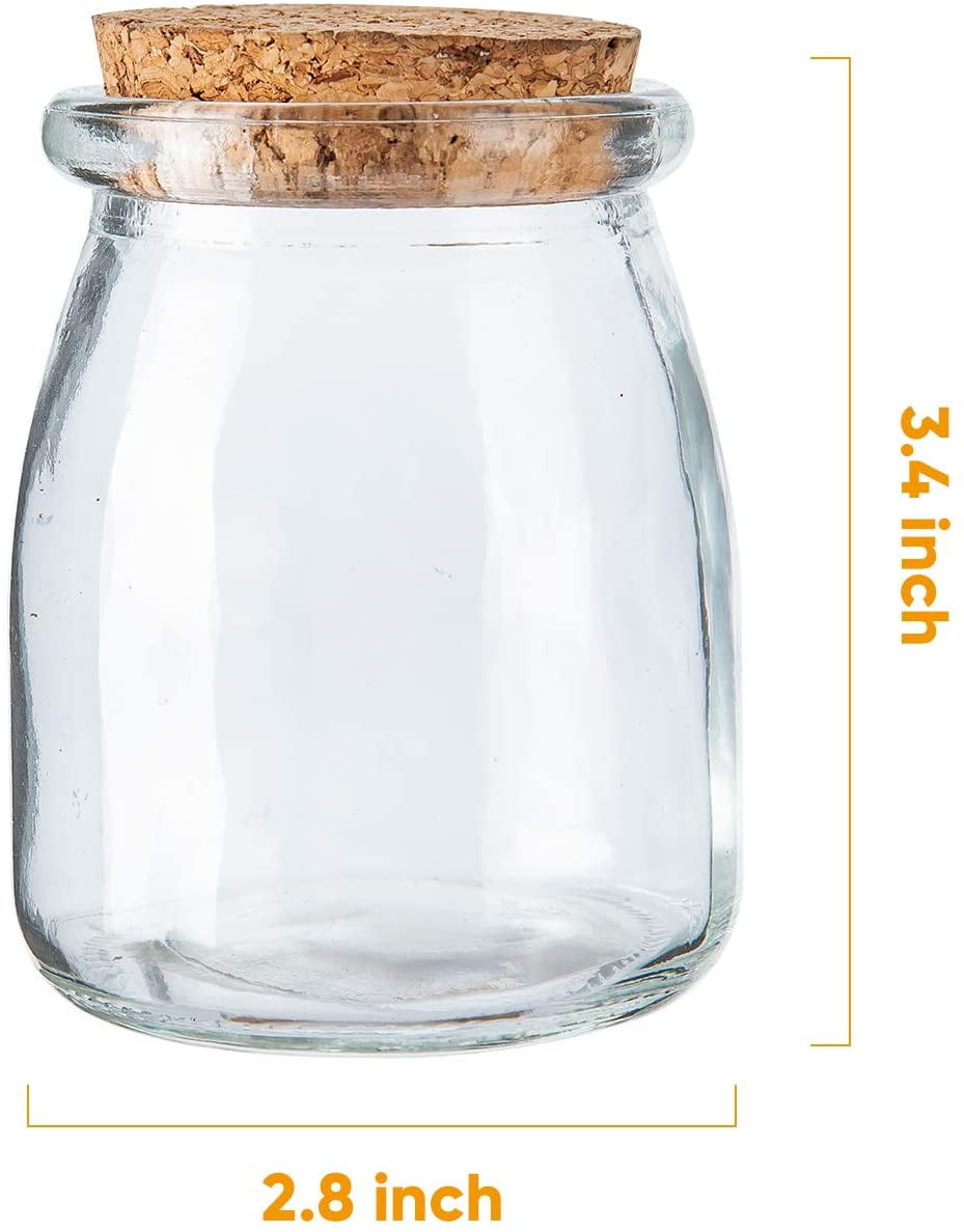 Clear Square Pudding Jars with Brown Labels and Strings for Jam Yarlung 30 Pack 4 Oz Glass Yogurt Jars with Cork Lids Honey Jelly Dessert Milk Mousse Wedding Favors