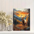 thumbnail image 2 of Qisvanset Framed Canvas Wall Art 12x16 Inch Mountain Sunset Elk Western Wilderness Cabin Art, 2 of 5