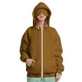 thumbnail image 2 of AINIYS Boys Girls Cardigan Sweatshirt Solid Color Casual Zipper Sweatshirt Cardigan Hoodie with Eye Mask and Zipper Girls' Tops Brown 5 Years, 2 of 8