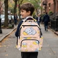thumbnail image 6 of Pzuqiu Cute Sleeping Elephant Print 17 Inch Kids Backpack Large Capacity School Bag with Side Pockets Breathable Padded Backpack for Girls Ages 6-12 Lightweight Travel Daypack, 6 of 7