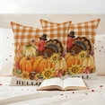 thumbnail image 3 of Fall Pumpkin Outdoor Waterproof Pillow Covers, Thanksgiving Turkey Farmhouse Sunflower Plaid Decorative Square Throw Pillowcase Sofa Cushion Sham for Patio/Couch/Chair, 20"x20" 2 Pack, 3 of 8