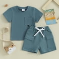 thumbnail image 2 of Bagilaanoe 2pcs Toddler Baby Boy Shorts Set Short Sleeve T Shirt Tops + Shorts 6M 12M 18M 24M 3T Kids Casual Summer Clothes, 2 of 8