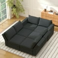 thumbnail image 3 of Ainfox 6 Piece Upholsterd Storage Modular Couch Set, Reversible Sleeper Couches, Modular Sectional Sofas Seats Dark Gray, 3 of 8