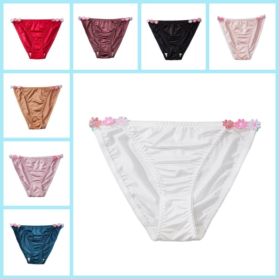 vzibsiv Womens Stretchy Polyamid Satin Triangle Panties Low Rise Comfort Underwear Size M
