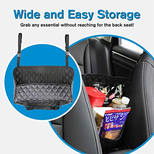 The Purse Net Car Net Pocket Handbag Holder Between Seats w/4 Grocery Bag  Headrest Hooks | Purse Holder for Car | Net Car Handbag Holder w/2 Cargo