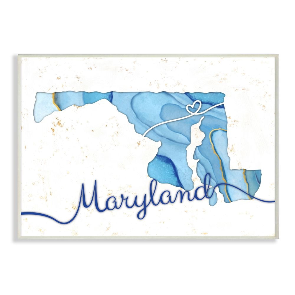 Stupell Industries Maryland Agate Blue US State Design Wall Plaque by Ziwei Li