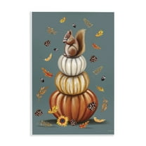 Stupell Industries Squirrel Atop Pumpkin Stack Animals Painting Unframed Art Print Wall Art, 13 x 19