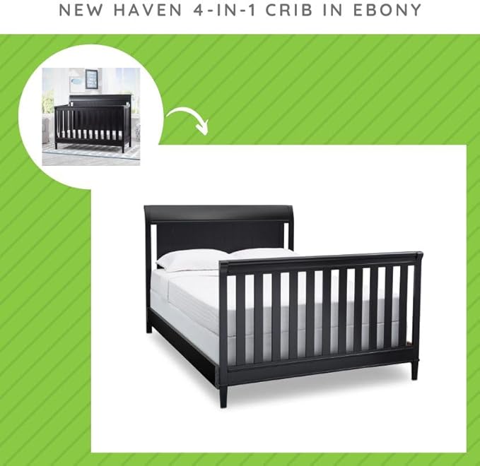 Full Size Conversion Kit Bed Rails for Haven & New Haven Crib by Delta Children - #0050 (Ebony - 0011)