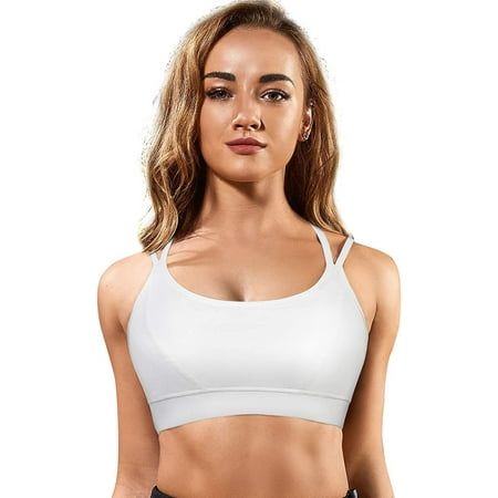 

CtriLady Sports Bra for Women Strappy Racerback Medium Support Wirefree Padded Workout Crop Top Yoga Bra(Beige XX-Large)