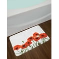 thumbnail image 2 of Poppy Bath Mat, Efflorescing Meadow in the Backwoods Vibrant Blossoms Buds Bouquet, Non-Slip Plush Mat Bathroom Kitchen Laundry Room Decor, 29.5 X 17.5 Inches, Vermilion Olive Green Black, Ambesonne, 2 of 2