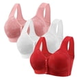thumbnail image 1 of Hemlock Front Button Plus Size Bras, Front Button Plus Size Vest Bra, Wireless Thin Design, Polyester Fiber Material, Full Coverage, Pink Vest Style Bras, Pink 2XL, Size S-5XL, 1 of 6