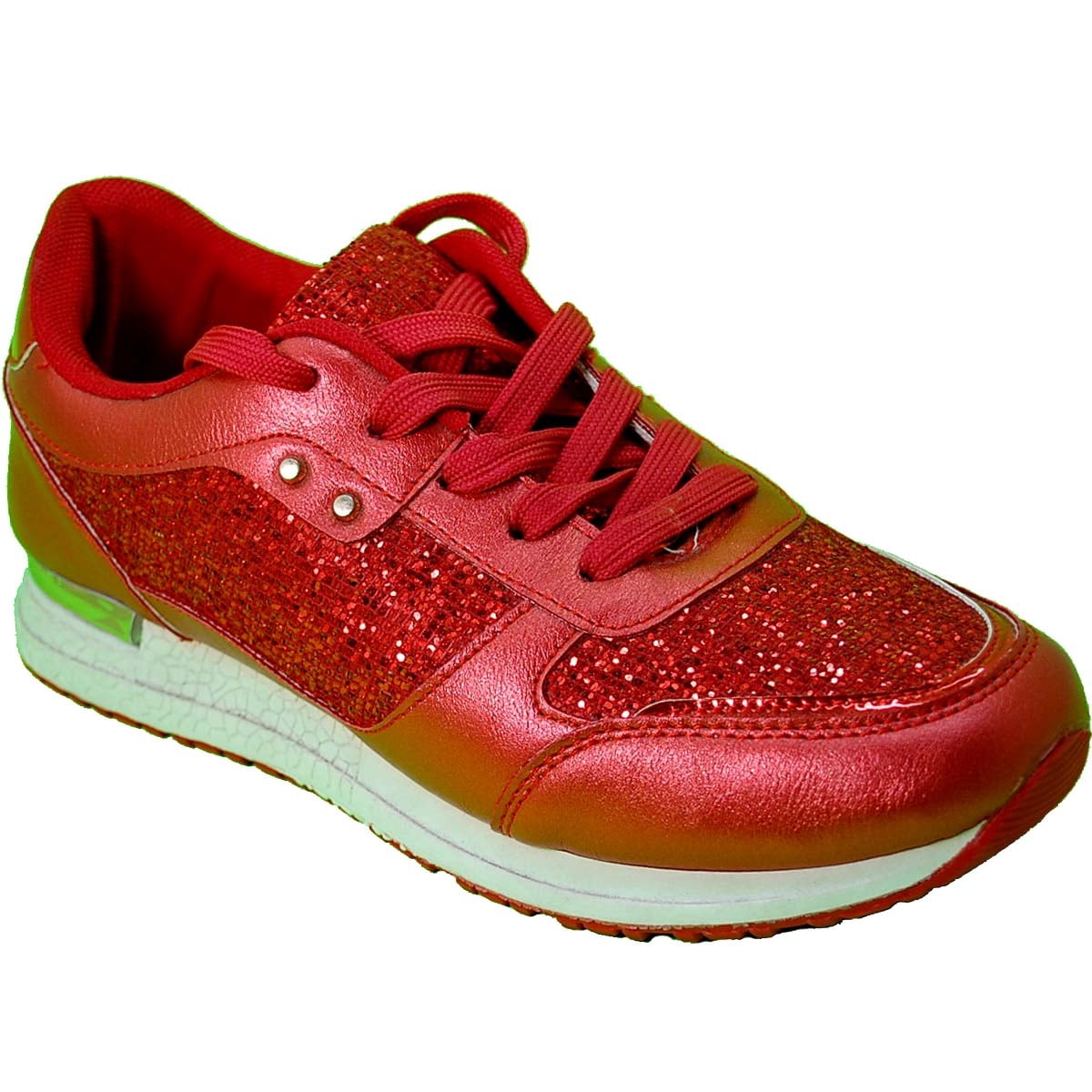 red sparkly sneakers
