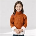 thumbnail image 6 of XIMIN Kids Cable Knit Turtleneck Sweater Boys Girls Solid ColorThick Fleece Lined Long Sleeve Mock Neck Winter Warm Pullover Tops Soft Thick Clothes, 6 of 8