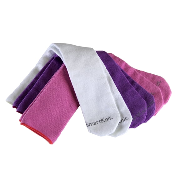 SmartKnit Kids Seamless AFO Interface Socks - 3 Pack (White/Pink/Purple, Child Regular)