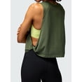 thumbnail image 6 of Large Armhole Tank Tops for Women - Workout Sport Yoga Running Gym Loose Crop Sleeveless Shirts Green L, 6 of 7