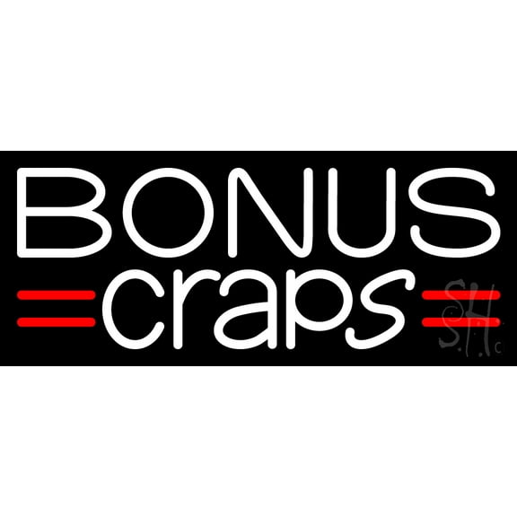 Bonus Craps 2 LED Neon Sign 10 x 24 - inches, Black Square Cut Acrylic Backing, with Dimmer - Bright and Premium built indoor LED Neon Sign for wall décor, arcarde, and storefront.