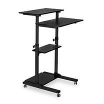 Mount-It! Height Adjustable Rolling Stand Up Desk, Mobile Computer Desk, Black
