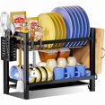 thumbnail image 1 of Tier Kitchen Dish Drainer, Black Dish Drainer, Stainless Steel Dish Drainer, Dish Drainer with Utensil Holder and Drip Tray, 1 of 5