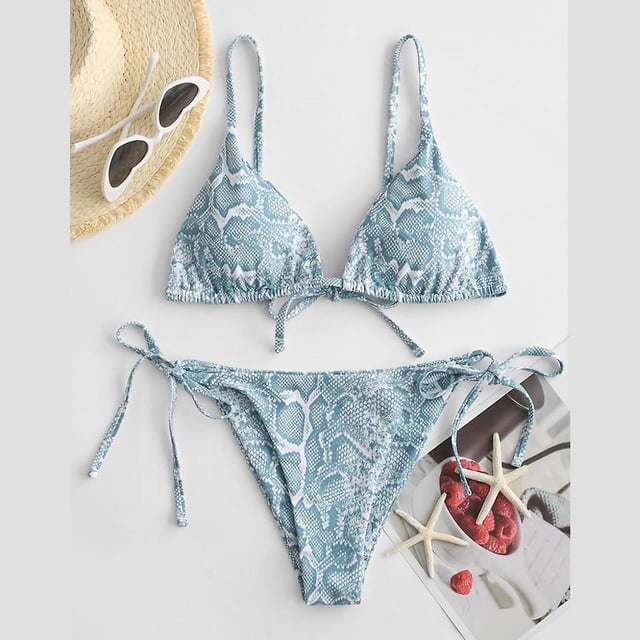 Conjunto de bikini HUOGUO para mujer, sexy, con estampado de puntos, corte alto y cordones
