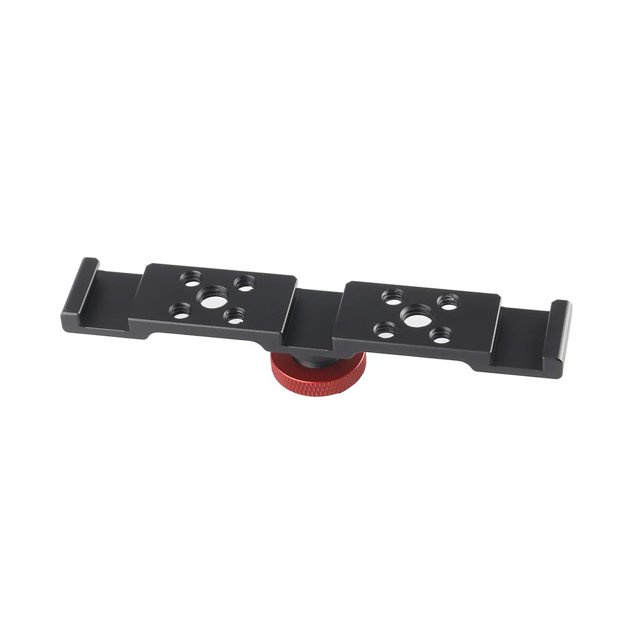 ruzhgo Aluminum Alloy Two Cold Shoe Bracket Suitable For Universal Cold Shoe Mounting Bracket For Digital Cameras black