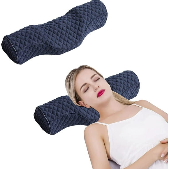 YSTINNG Cervical Neck Pillow for Sleeping, Memory Foam Neck Roll Pillow for Stiff Neck Pain Relief, Neck Support Pillow Bolster Pillow for Bed for Side Sleepers Back Sleeper. (Blue) YD72-2541