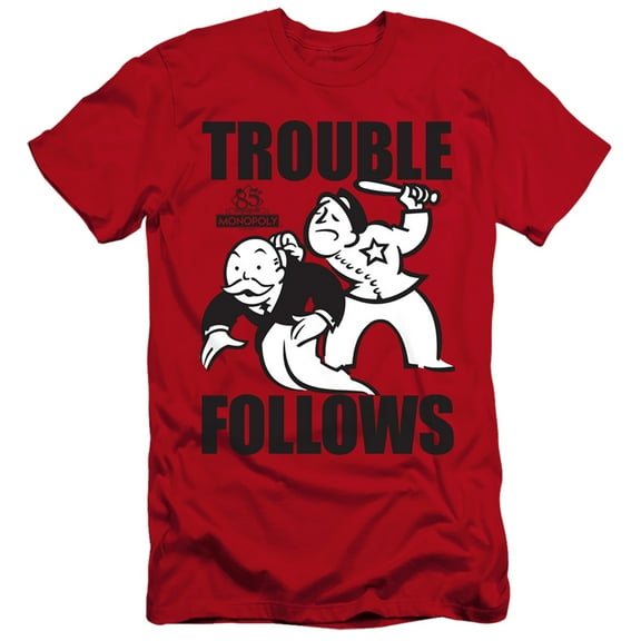 Monopoly Trouble Follows HBO S/S Adult 30/1 T-Shirt Red