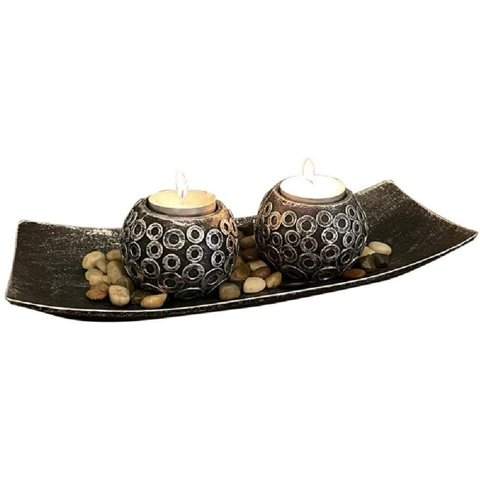 Fortunenine Rustic Wooden Resin Decorative Tea Light Candle Holder with Tray Cups for Home Wedding Vintage Centerpieces Candlestick tealight Cups for Candle Making | Walmart Canada