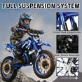 thumbnail image 2 of 49cc 2-Stroke Kids Dirt Bike, Gas Powered Mini Dirt Bike for Boys and Girls 5-13, Motorcycle with 25mph Max Speed, 2.5-10" Off Road Tires, Front and Rear Suspension & Dual Disc Brakes, Blue, 2 of 8