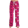 thumbnail image 4 of Womens Valentines Day Pajama Pants Holiday Elastic Waist Cute Valentine's Day Pajama Pants Comfy Drawstring Sleepwear Long Pajamas Pants, 4 of 7