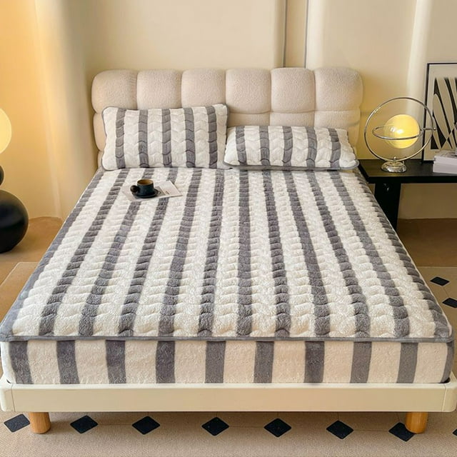 TIMIFIS Fitted Sheet Fitted Sheet Protective Cover For Bed Mattress Pocket Fitted Sheet Winter Warm Breathable Non Slip For Care Bed Sheet Quilted Fitted Sheet New Home Essentials