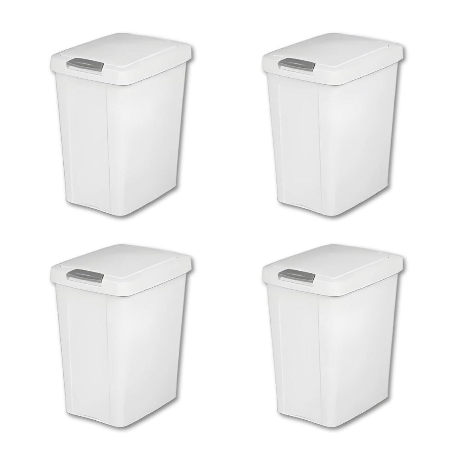 7.5 Gallon White Trash Can with Touch Lid - Office, Kitchen, Bathroom Wastebasket - Under Sink Garbage Can - Durable Plastic Bin with Locking Lid