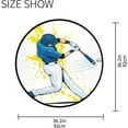 thumbnail image 3 of SKYSONIC Baseball Player Hitting BallRound Area Rug Chair Couch Cover Area Rug for Bedroom Floor Sofa Living Room Non-Slip Home Decor 3 x 3 Feet, 3 of 5