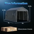 thumbnail image 5 of ADVANCE OUTDOOR 10X15 ft Carport Steel Metal Peak Roof Anti-Snow Portable Garage Shelter Storage Shed for Motorcycle Boat or Garden Tools with 2 Roll up Doors & Vents, Gray, 5 of 9
