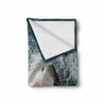 thumbnail image 2 of Shark Soft Flannel Fleece Blanket, Wild Animal in the Sea Attacking Showing the Mouth and Teeth Scary Print, Cozy Plush for Indoor and Outdoor Use, 50" x 70", Petrol Blue Grey White, by Ambesonne, 2 of 6