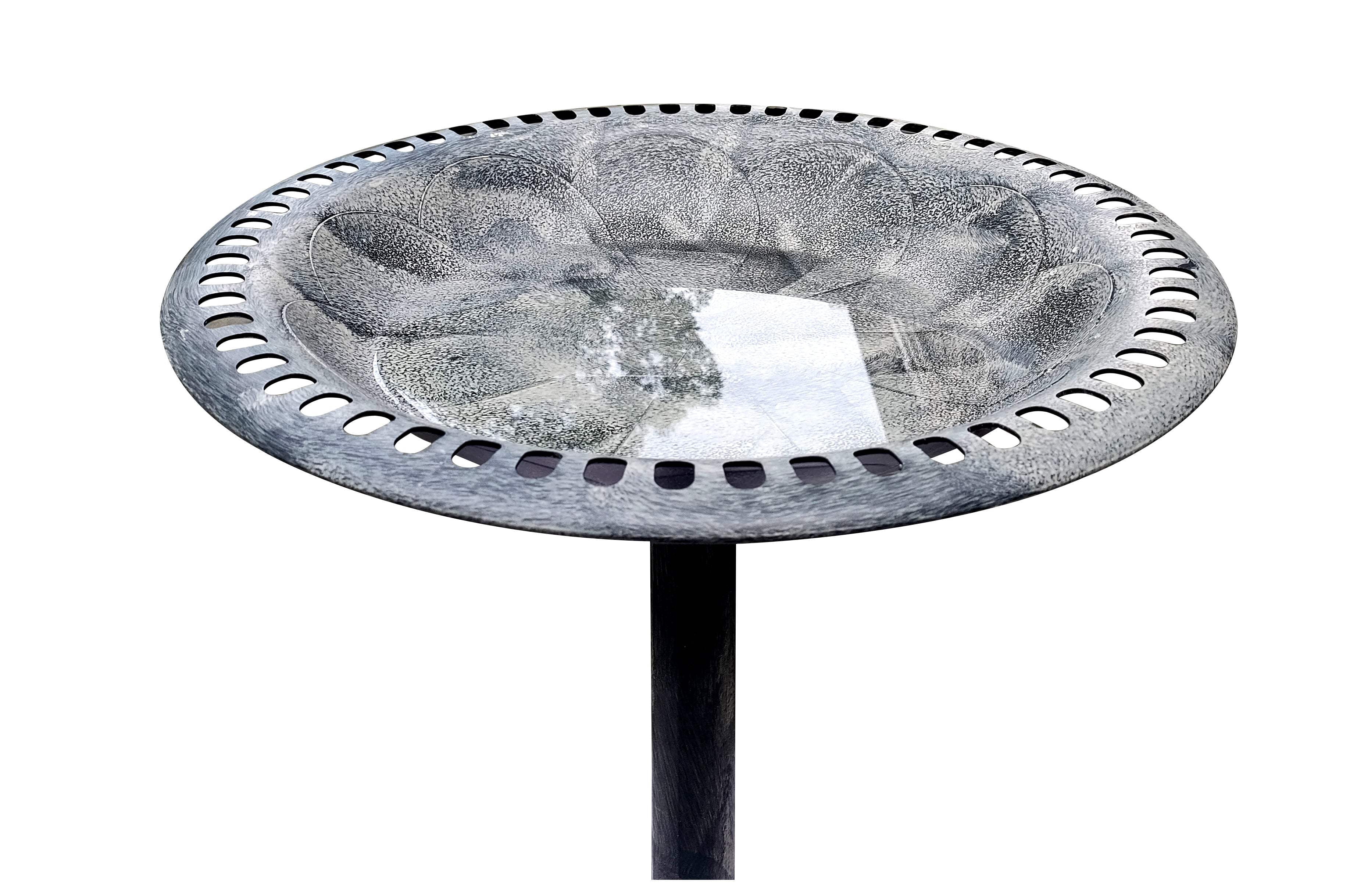 Birdbath Stone Grey 28" Height Pedestal Bird Bath Antique Outdoor Garden Vintage Yard Art Resin Fleur de lis Decoration Accents