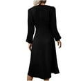 thumbnail image 4 of ZQUUVOU Women's Casual Dress Long Sleeves Round Neck Waist Dress Black,XL, 4 of 4