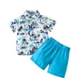 thumbnail image 2 of KYAIGUO Kids Toddler Baby Boys Short Sleeve Outfits Set 12M-5Y Baby Button Up Short Sleeve Shirts +Shorts Newborn Summer Beach Clothes Set, 2 of 9