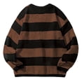 thumbnail image 4 of SEROYE Mens Knit Sweaters Color Block Wide Horizontal Striped Long Sleeve Crewneck Ribbed Trim Pullover Casual Tops (XL, Coffee), 4 of 5
