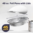 thumbnail image 5 of Fit Meal Prep 45 Pack 9” Round Aluminum Foil Pans with Lids, Pie Tins Disposable 9 inch with Lids, Take Out Containers, Freezer Oven Safe Aluminum Baking Pans for Storing, Cooking, Storage, Reheating, 5 of 7