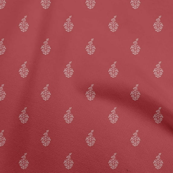 oneOone Cotton Cambric Red Fabric Asian Floral Block Quilting Supplies Print Sewing Fabric By The Yard 56 Inch Wide