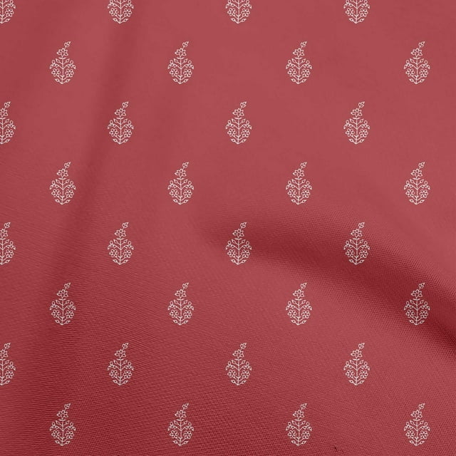 oneOone Cotton Poplin Red Fabric Asian Floral Block Craft Projects Decor Fabric Printed By The Yard 42 Inch Wide