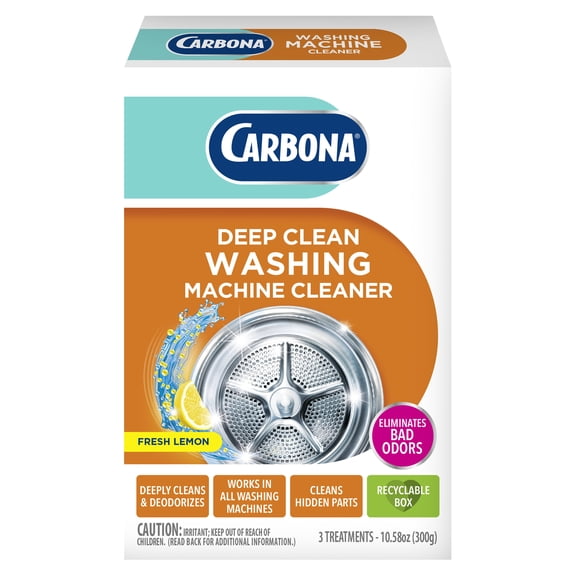 Carbona Washing Machine Cleaner with Activated Charcoal | Removes Odor-Causing Residues | Works in Standard & High Efficiency Washing Machines | 8.4 FL Oz, 1 Pack