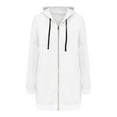 thumbnail image 4 of Breezora Womens Oversized Full Zip Hoodie Long Sleeve Loose Warm Sweatshirt Fall Winter Pullover With Pockets L Size White, 4 of 9