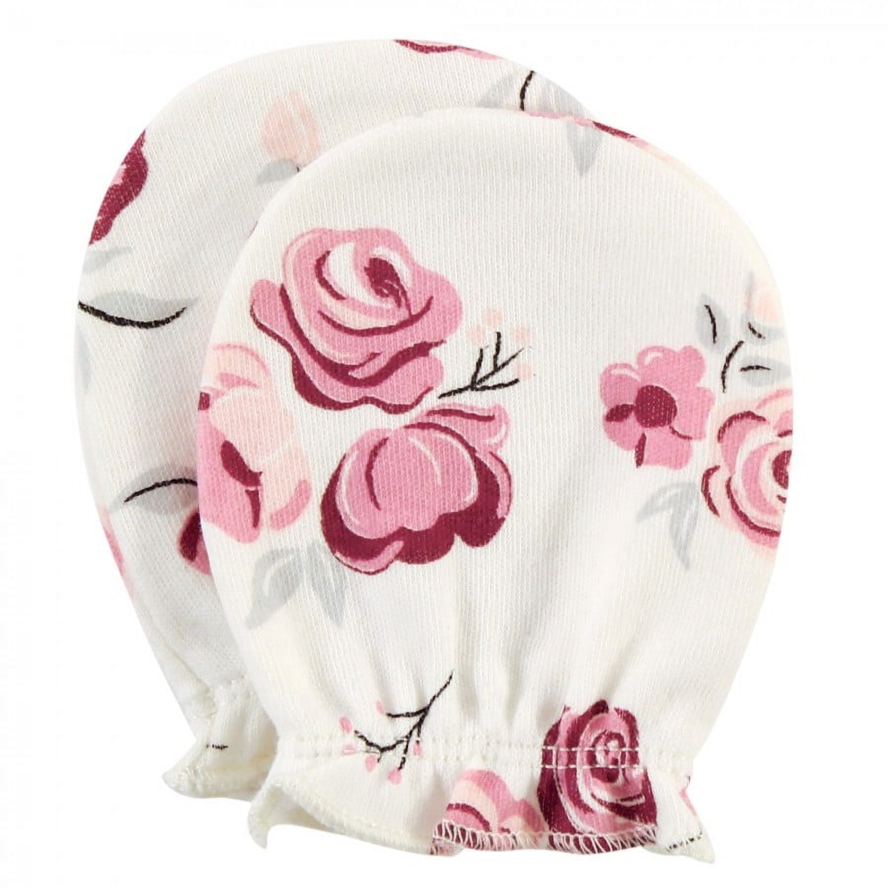 Hudson Baby Infant Girl Cotton Scratch Mittens, Rose, 0-6