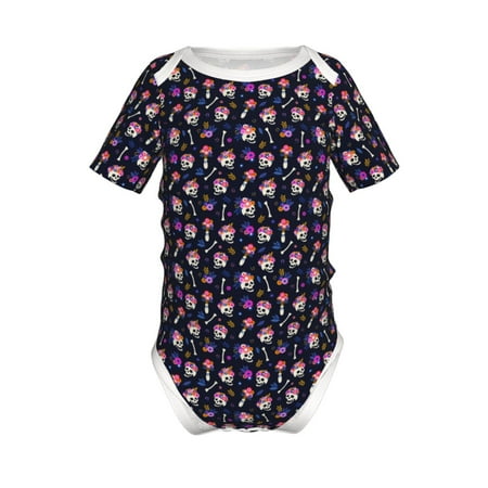

Coaee Skulls In Floral for Soft Baby Short-Sleeve Bodysuit Baby Climbing Clothes Baby Girls Boys Bodysuit Romper-2 Years