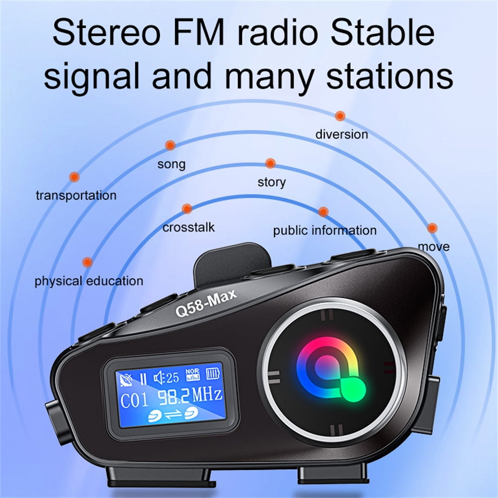 Q58MAX Motorcycle Intercom Helmets Earphone Motos Riders Wireless Bluetooth Headset Interaction-Voice Music Sharing Headsets