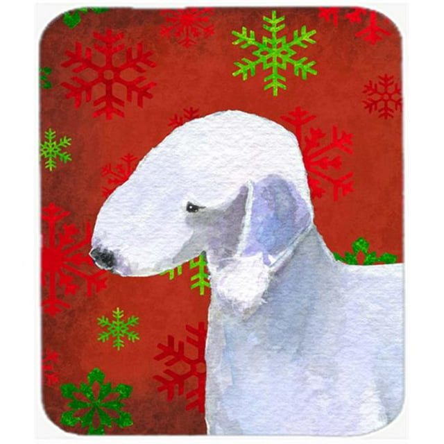 Bedlington Terrier Tapis de Souris de Noël Flocons de Neige Rouge Vert, Tapis Chaud Ou Trivet